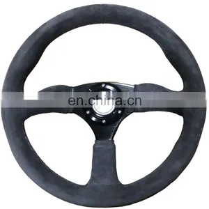 Grey Suede With Purple Stitching Universal Customized Racing Steering Wheel thumbnail-1