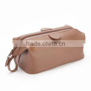 Top Grain Nappa Genuine Leather Travel Wash Bag Makeup Organizer Cosmetic Case for Men thumbnail-4