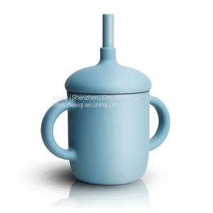 Weiqi Manufacturer BPA Free Silicone Sippy Cup Reusable No Spill Silicone Cup With Lid Straw thumbnail-4
