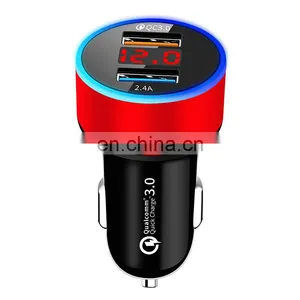 Hot Sale High Quality 5V 2.4A Dual USB Port Quick Usb Car Charger With Led Display thumbnail-3