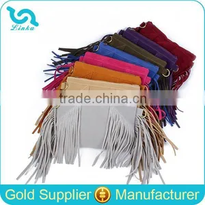 Fashion Fringe Suede Leather Clutch Bag For Girls Magazine Clutch Bag With Tassels thumbnail-1
