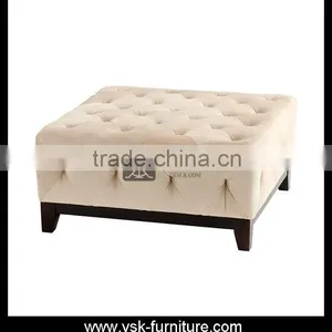 OT-099 Beech Wood Frame Tufted Fabric Ottoman thumbnail-1