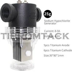 TIBROMTACK Sodium Hypochlorite Generator 25g/h MMO Titanium Electrodes Electrolysis Cell Contains 5 Pieces Titanium Anode thumbnail-4