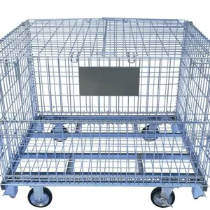 Storage Storage Metal Foldable Pallet Steel Wire Mesh Warehouse Cage Stillage thumbnail-1