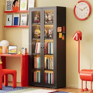Customizable Metal Arched Office Storage Cabinet, Dust-proof Document Bookcase With Reeded Glass for Professional Workspace thumbnail-2