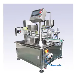 MO-Qdmdch Becherfüll- und -versiegelungsmaschine 304 Lebensmittelqualität BZ018 SS Automatische rotierende Verpackungslinie für Milchprodukte, Joghurt und Desserts in Bechern 400ml thumbnail-1