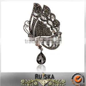 Black Color Insect Wing Shape Brooch thumbnail-1