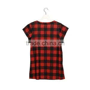 Brand New Custom 3D Printing Red Grid Plain T-shirt Softextile thumbnail-3