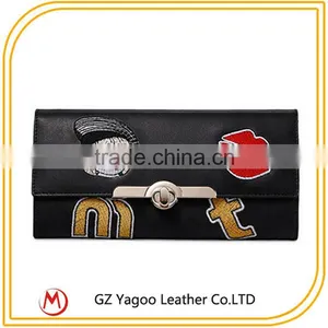 Wholesale Woman Leather Wallet Lady Money Bag Embroider Patter Purse thumbnail-2