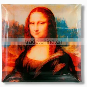 CARMANI Glass Plate 25x25 cm "Mona Lisa" Design LEONARDO DA VINCI thumbnail-1
