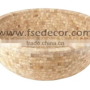 Round Mosaic Natural Marble Stone Washbasin thumbnail-1