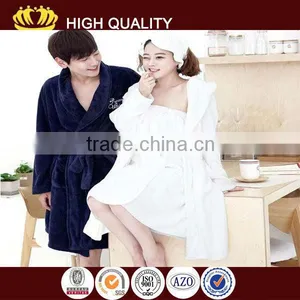 Microfiber Soft Velour Solid Color Couple Bathrobe With Bath Cap thumbnail-1