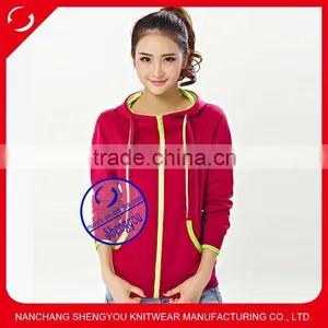 Custom Blank Plain Zip Gym Hoodie for Women thumbnail-1
