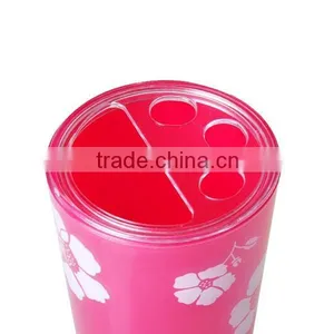 Rose Printing Double Wall Plastic Toothbrush Holder thumbnail-2