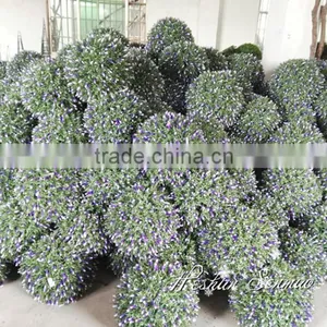 Garden Ornaments Handmade Plastic Green Ball With Purple Flower Artificial Topiary Boxwood Ball Fake Plant With Factory Price thumbnail-1