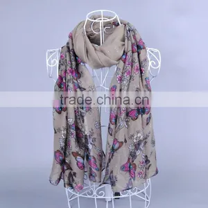 Popular Butterfly Flower Pattern Women Scarf Voile Scarves 180*90 Pashmina Muslim thumbnail-5