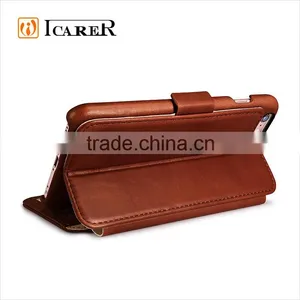 ICARER Genuine Leather Vintage Wallet Case With Three Credit Cards Slot For IPhone6/6s thumbnail-5