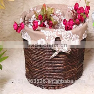 Set of 3 Maize Weaved Storage Baskets With Lining thumbnail-1
