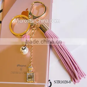 Wholesale 2016 IN STOCK Fashion Leather Grey Tassel Keychain for Multiple Keys thumbnail-5