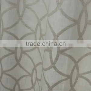New Arrival 100% Polyesterhigh Taste Circle Design Linen Like Jacquard Curtain Fabric thumbnail-1