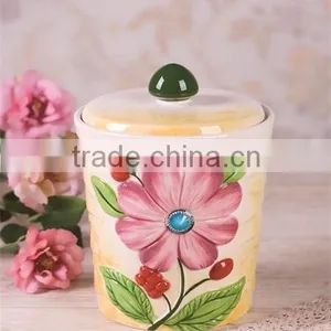 Wholesale Flower Embossed Ceramic Kitchen Food Storage Containers With Lid thumbnail-1