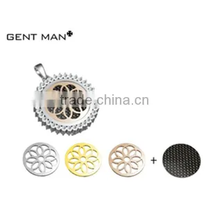 Antique Old Black Flower Pattern Circle Shaped Custom Stainless Steel Pendant for Women thumbnail-1