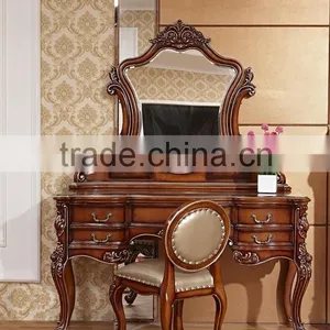 2016 Yumian Luxury European Type Classic Style Bedroom Set Bed Bedside Table Wardrobe Dressing Table Commode thumbnail-5
