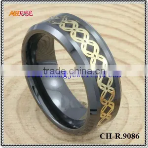 2015 Alloy Inlay Black Gold Engagement Ring,metal Ceramic Ring for Engagement thumbnail-2