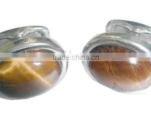 2013 Fashion Titanium Tiger's Eye Metal Cufflink thumbnail-1
