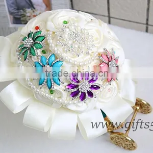 MADE TO ORDER Satin Roses Brooches Wedding Bouquet in Handmade thumbnail-2