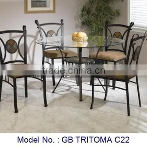 Metal Dining Set, Glasstop Metal Dining, Glass Table thumbnail-1