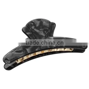 TORTOISE SHELL CELLULOSE ACETATE CLASSIC JAW CLIP WITH METAL TOOTH thumbnail-1