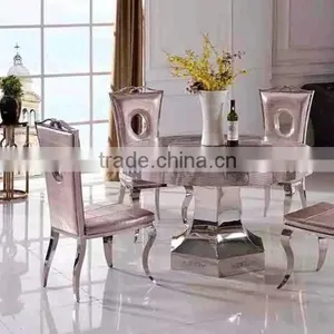 Modern Royal Marble Stainless Steel Dining Table Design for Banquet Hall thumbnail-2