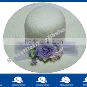Lady Straw Hat With Purple Flower thumbnail-1