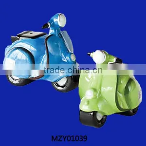 Colorful Motorcycle Shaped Ceramic Salt and Pepper Stand thumbnail-1