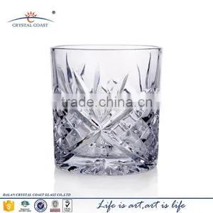 Clear Cut Glass Tumbler New Design Engraved Crystal Whiskey Glass thumbnail-1