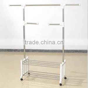 Vivinature Stainless Steel Collection Adjustable Garment Rack With Clothes Storage thumbnail-2