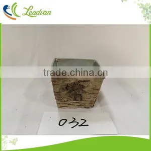 Decorative Indoor Original Tin Flower Pots With Bark Holder for Decor thumbnail-2