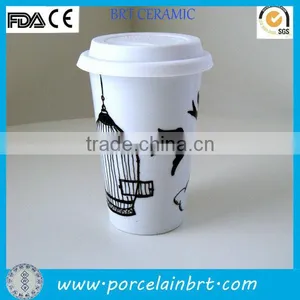 Nice Design Customised White Porcelain Reusable Double Wall Coffee Mug for Promotions thumbnail-1