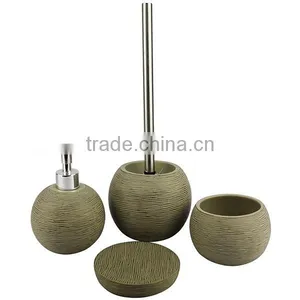 Stoneware Cement Wholesale White Resin Bathroom Accessories Set With Modern Design thumbnail-5