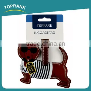 Toprank New Product Cute Cartoon Dog Shaped PU Leather Luggage Tag Personalized Airplane Travel Baggage Luggage Tag thumbnail-2