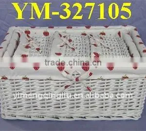 Eco-friendly Set of 5 Willow Storage Basket With Fabric Liner thumbnail-1