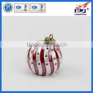 Round Ceramic Christmas Tree Ball Hanger With LED Light Hand Painted thumbnail-1