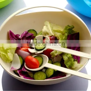 BPA-Free Big Plastic Salad Bowl With Spoon/plastic Salad Bowl With Handle thumbnail-1