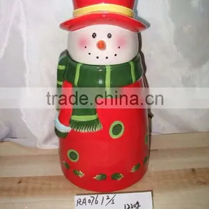 Hot Sale Snowman Shape Christmas Ceramic Storage Jar With Lid thumbnail-1