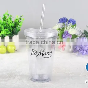12oz Clear Acrylic Double Wall Tumbler With Straw thumbnail-1