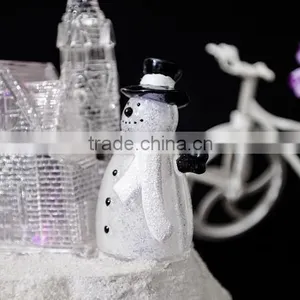 Led Acrylic Christmas Snow Church With Snowman and Tree thumbnail-2
