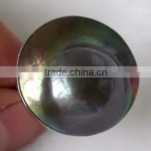 Black Seawater UFO Shaped Tihatian Pearl Ring With Gold Ring thumbnail-2