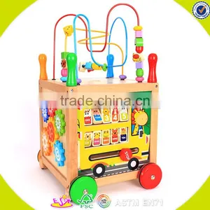 Wholesale Multifunctional Wooden Kids Trailer Best Gift for Kids Wooden Kids Trailer Top Sale Wooden Push Walker W16E041 thumbnail-1
