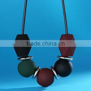 Chunky Matta Beads Leather Choker Necklace Geometric Chunky Forest Beads Silver Space Beads Choker Necklace Geometric Necklace thumbnail-1